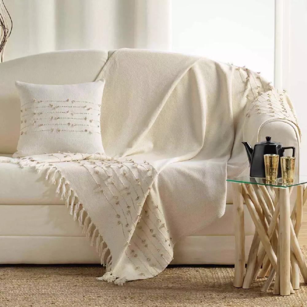 eminza Plaid coton (120 x 150 cm) Golden Sunset Ecru