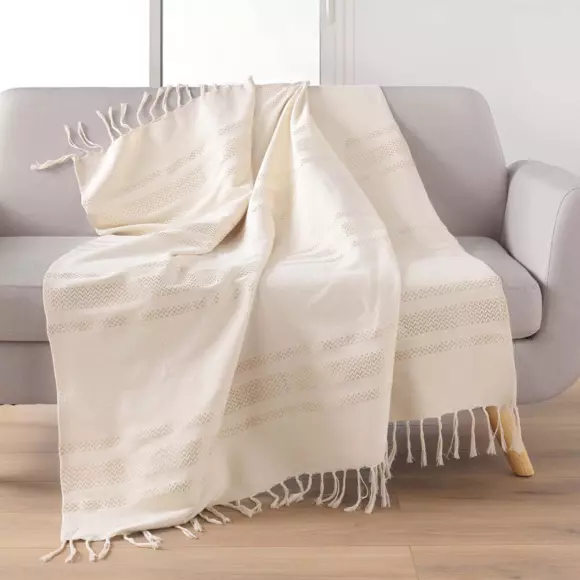 Eminza Plaid Coton (125 X 150 Cm) Doreline Ecru