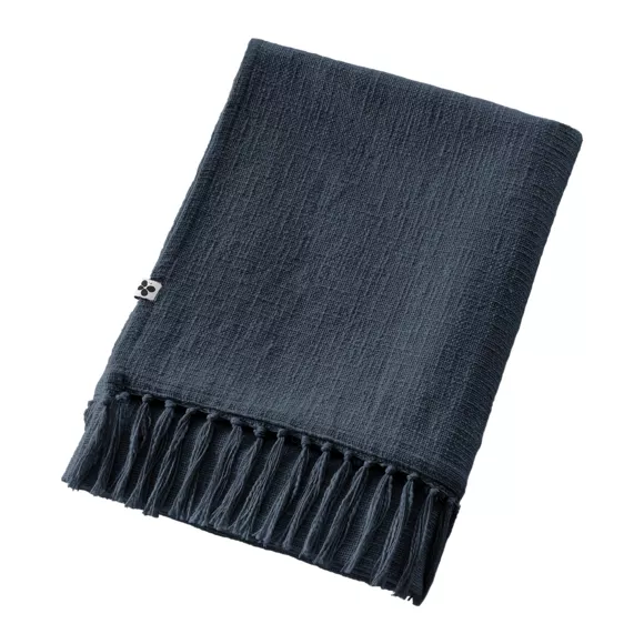 Eminza Plaid Coton (130 X 160 Cm) Sixtine Bleu Nuit