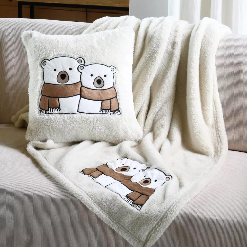 eminza Plaid de Noël (150 cm) Douillet Ecru