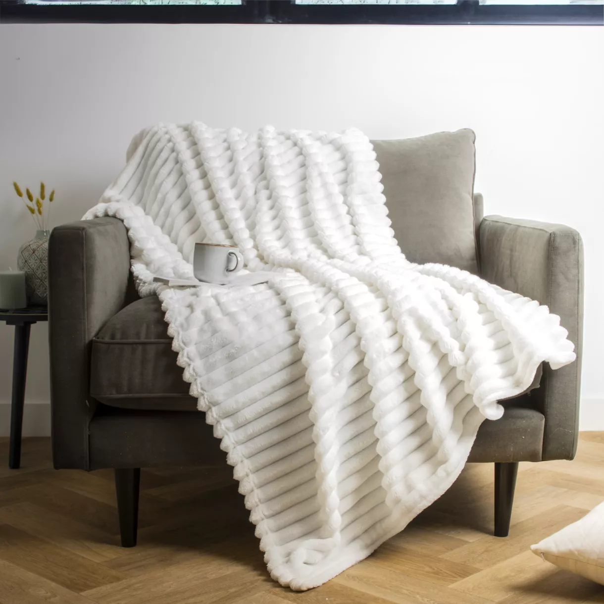 eminza Plaid doux (125 x 150 cm) Dune Ivoire