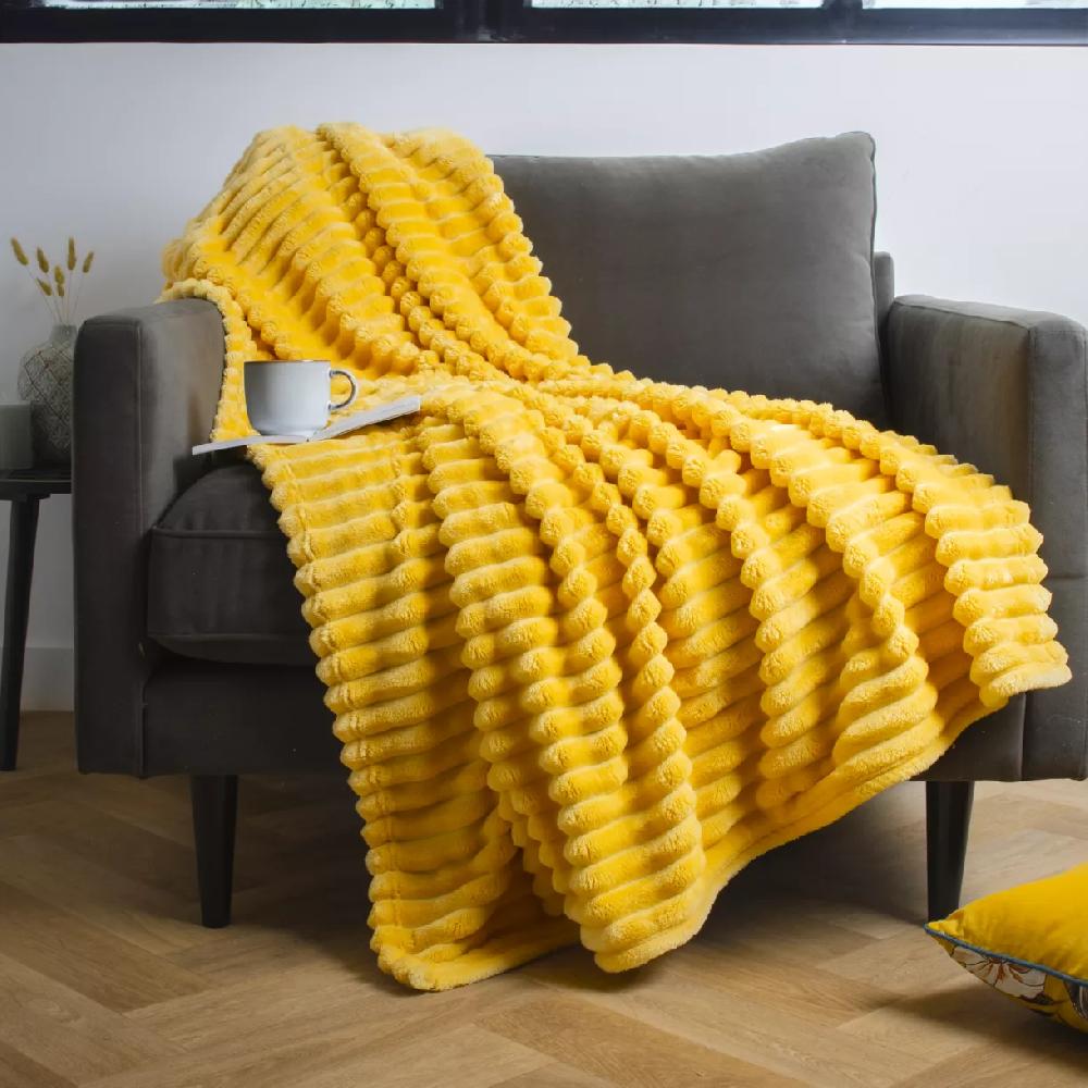 eminza Plaid doux (125 x 150 cm) Dune Jaune