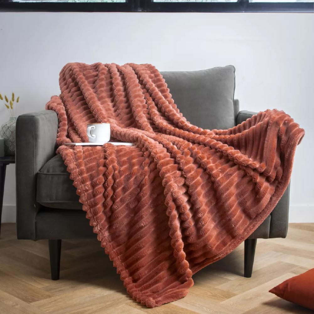 eminza Plaid doux (125 x 150 cm) Dune Terracotta
