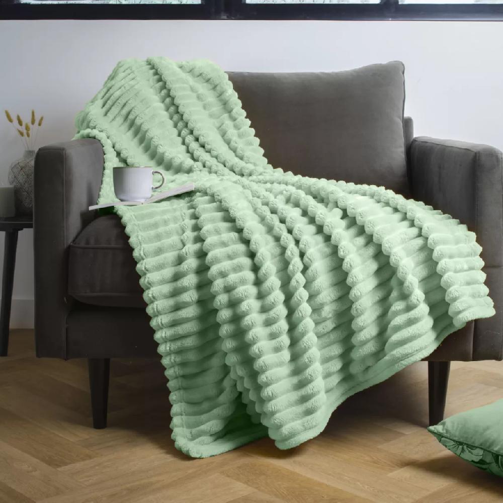 eminza Plaid doux (125 x 150 cm) Dune Vert sauge