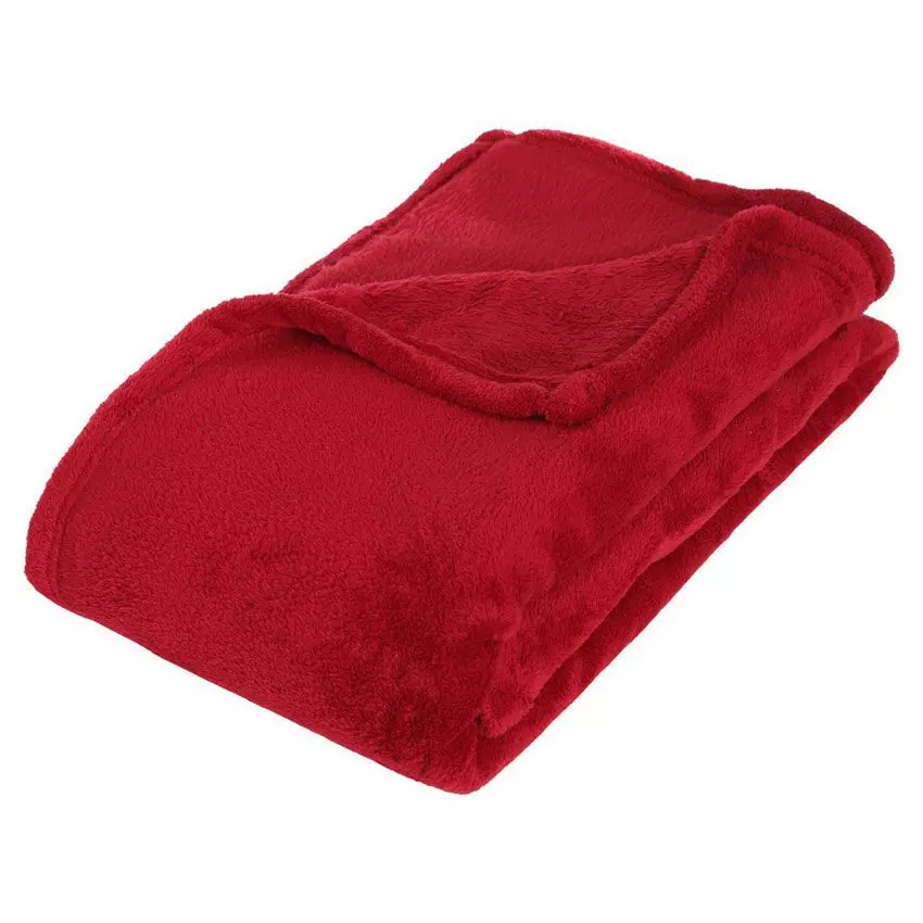 eminza Plaid doux (150 cm) Tendresse Rouge