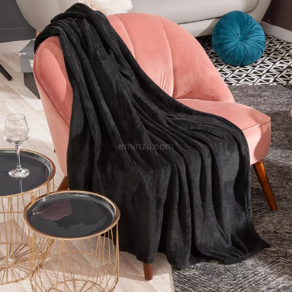 eminza Plaid doux (180 cm) Tendresse Noir