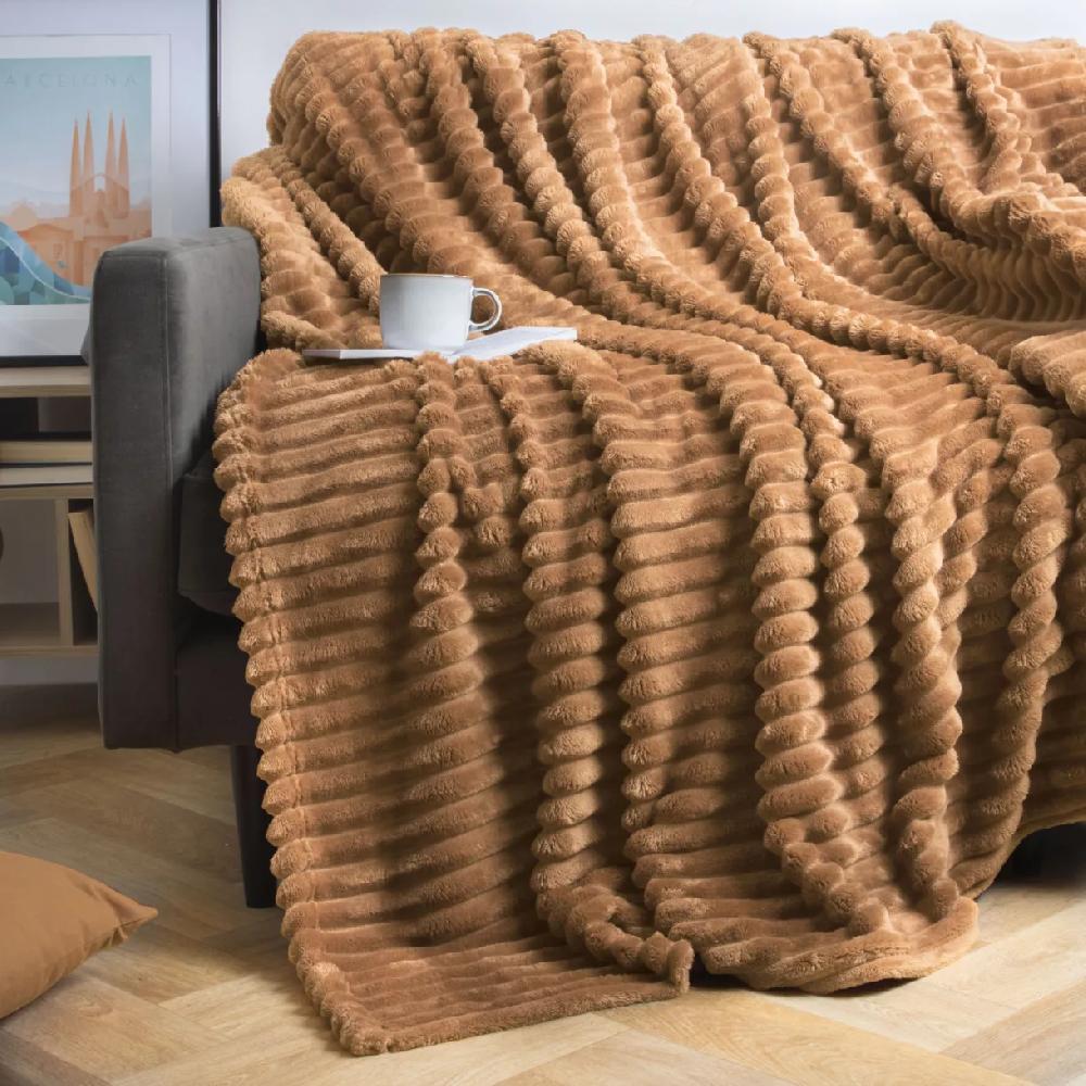 eminza Plaid doux (180 x 220 cm) Dune Camel