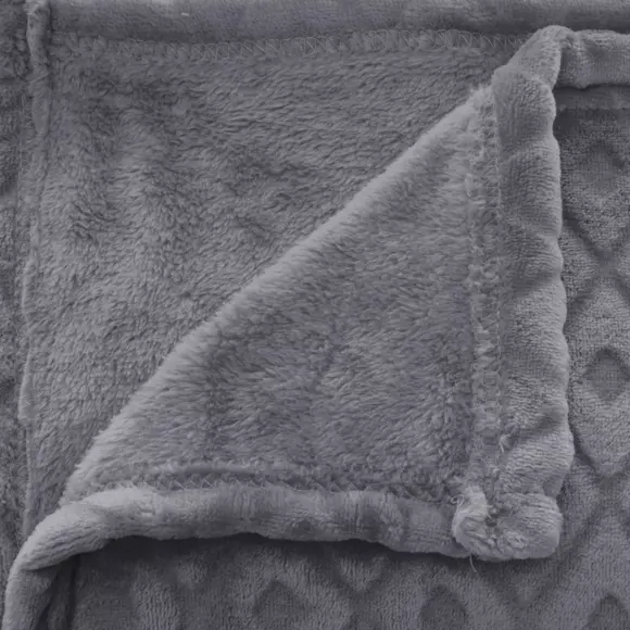 Eminza Plaid Doux (230 Cm) 3D Losange Gris Foncé