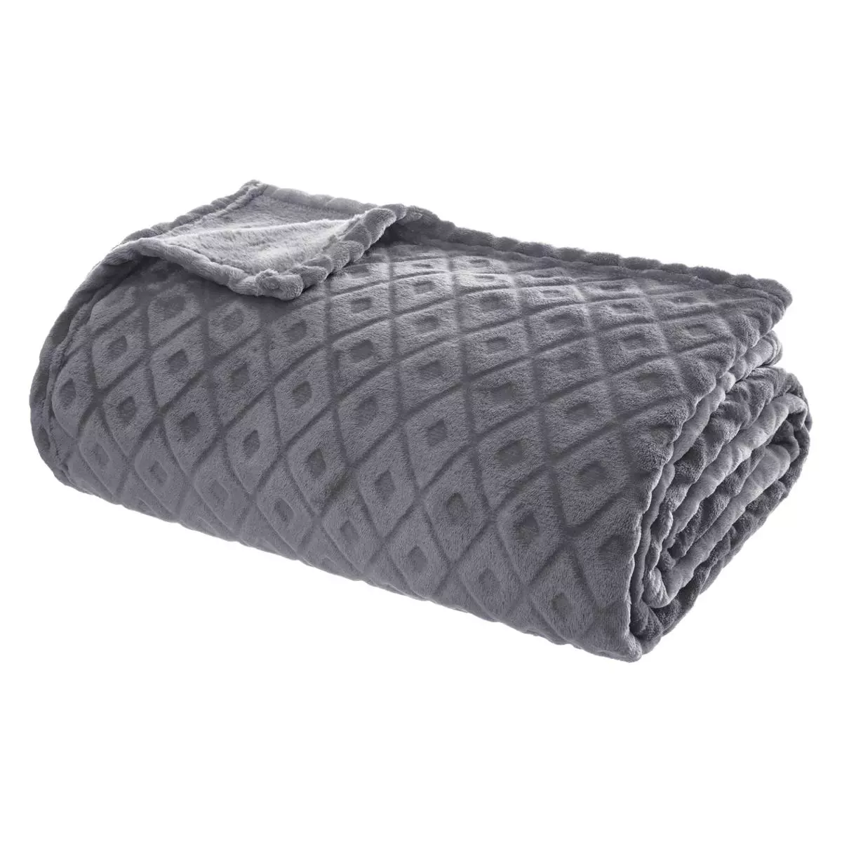 eminza Plaid doux (230 cm) 3D Losange Gris foncé