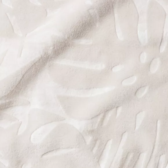 Eminza Plaid Doux Flanelle (220 X 240 Cm) Flore Ecru