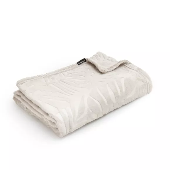 Eminza Plaid Doux Flanelle (220 X 240 Cm) Flore Ecru