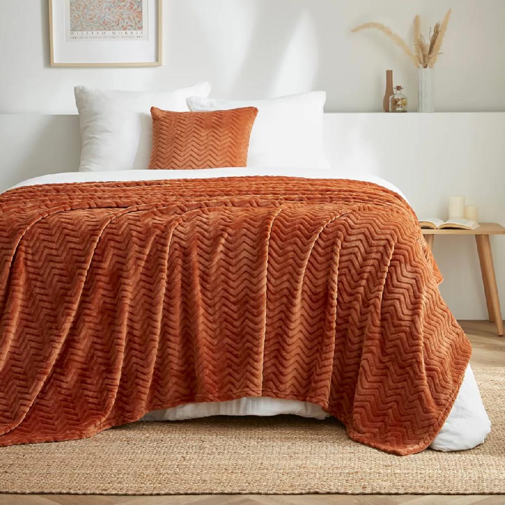 eminza Plaid doux flanelle (220 x 240 cm) Zag Cuivre