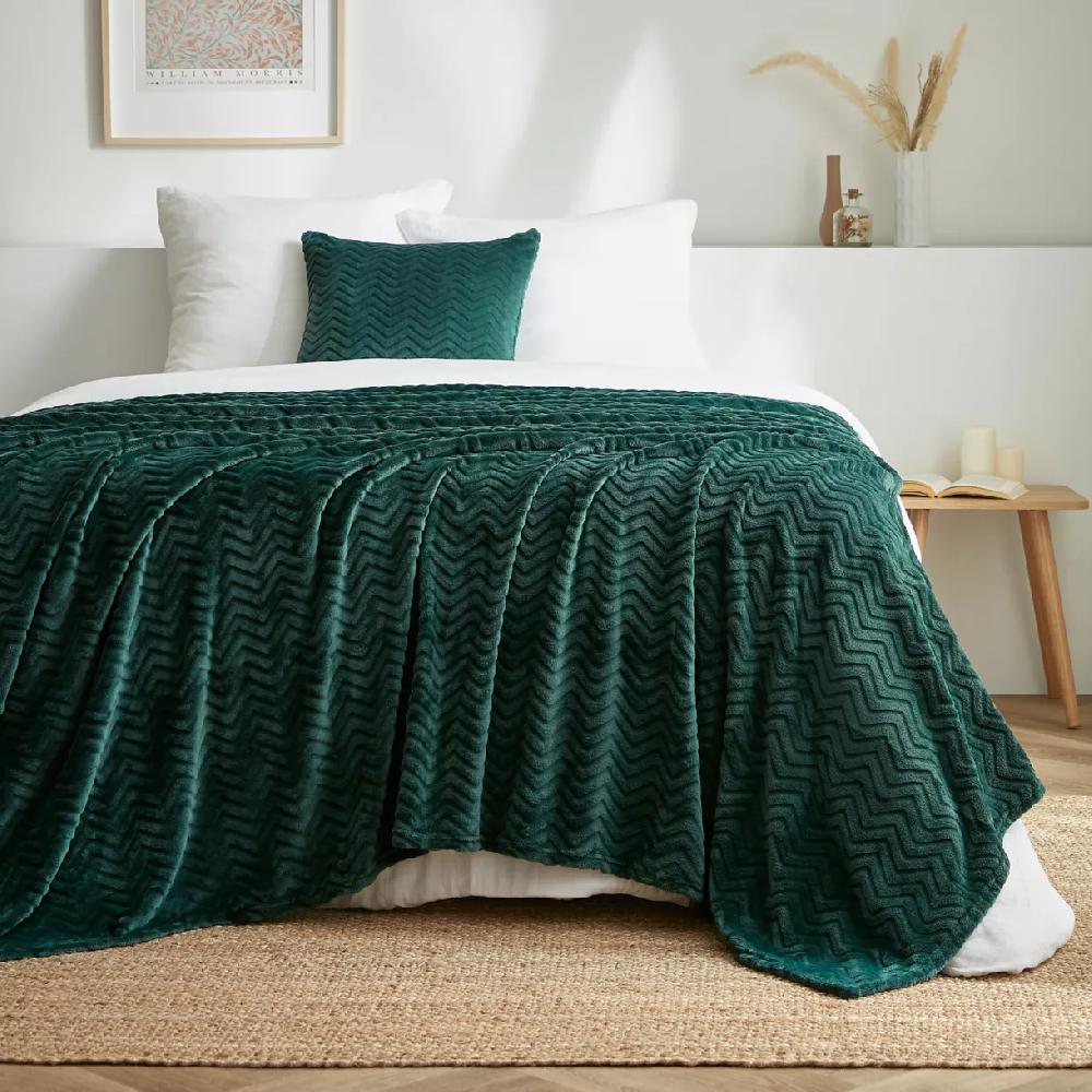 eminza Plaid doux flanelle (220 x 240 cm) Zag Vert