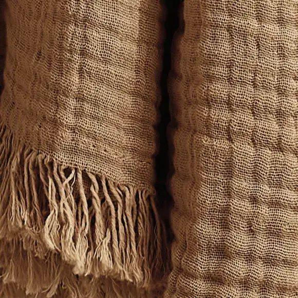 Eminza Plaid Gaze De Coton (130 X 160 Cm) Gaïa Camel