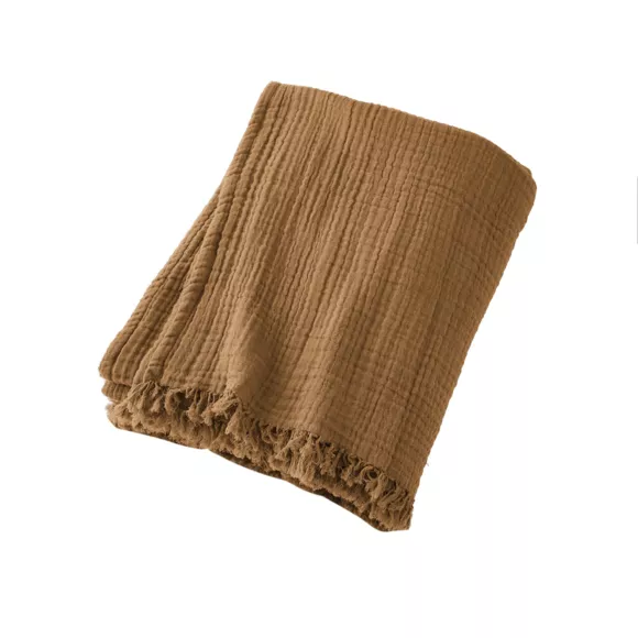 Eminza Plaid Gaze De Coton (130 X 160 Cm) Gaïa Camel