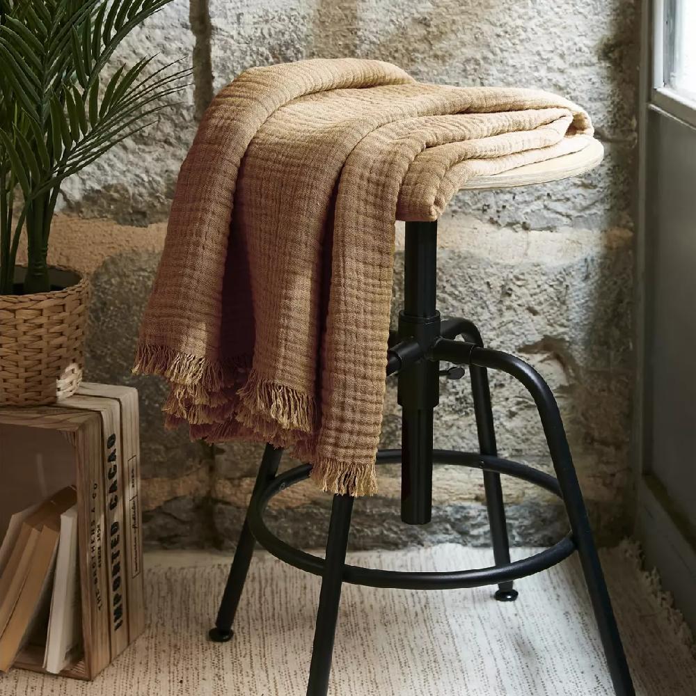 eminza Plaid gaze de coton (130 x 160 cm) Gaïa Camel
