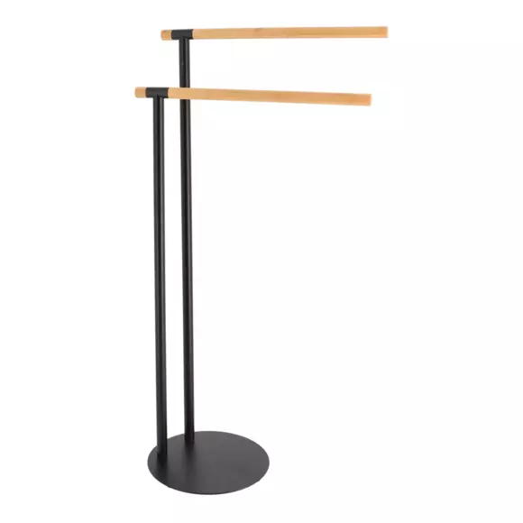 Eminza Porte Serviette 2 Barres (H77 Cm) Bambou Noir