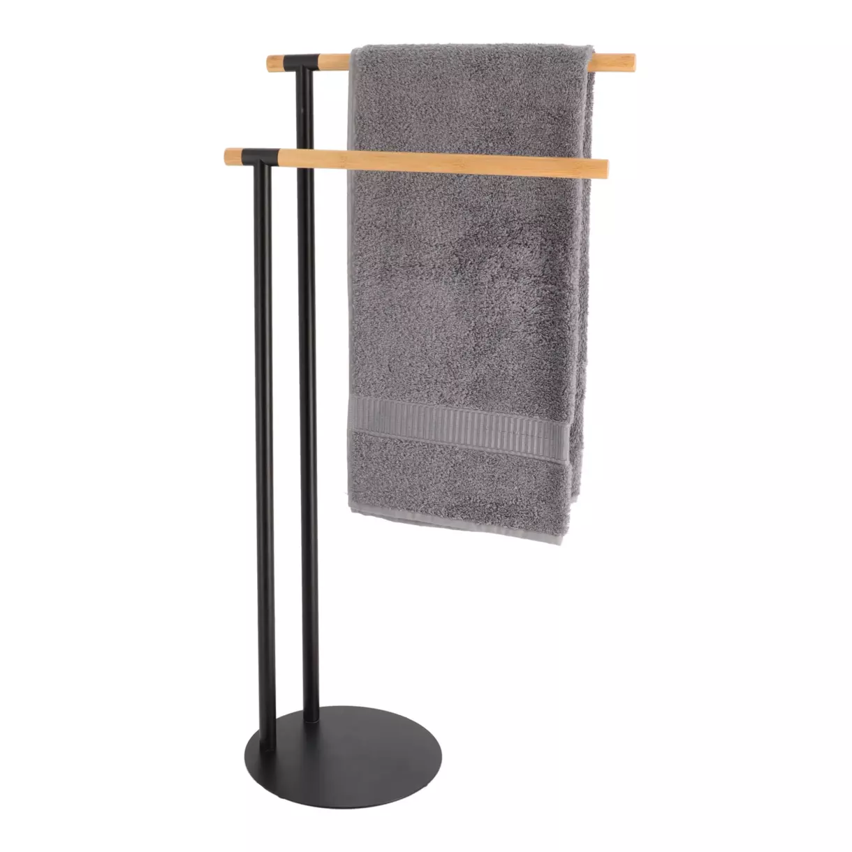 eminza Porte serviette 2 barres (H77 cm) Bambou Noir