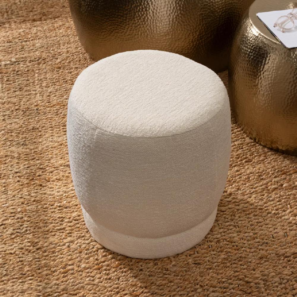 eminza Pouf bouclette (D39 cm) Améa Blanc