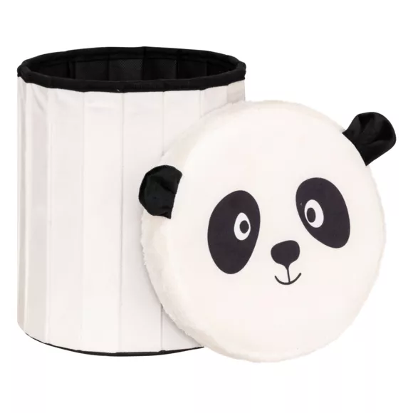 Eminza Pouf Coffre Pliant Enfant (H38 Cm) Panda Noir