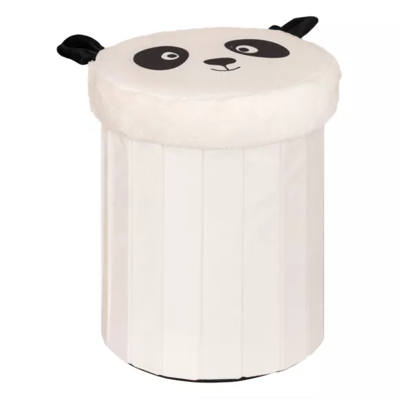 Eminza Pouf Coffre Pliant Enfant (H38 Cm) Panda Noir
