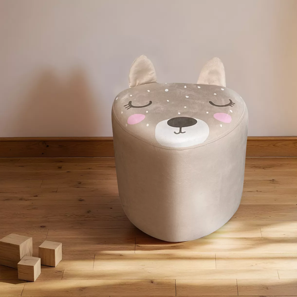 eminza Pouf enfant (H25 cm) Bichette Beige