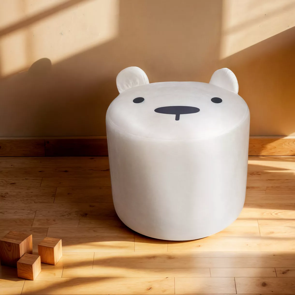 eminza Pouf enfant (H25 cm) Ourson Blanc
