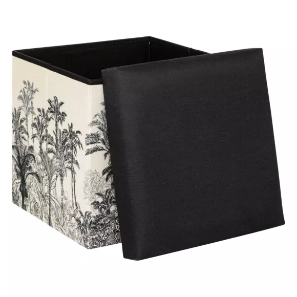 Eminza Pouf Pliant Benicio Noir Et Blanc