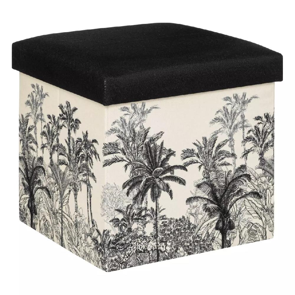 eminza Pouf pliant Benicio Noir et Blanc