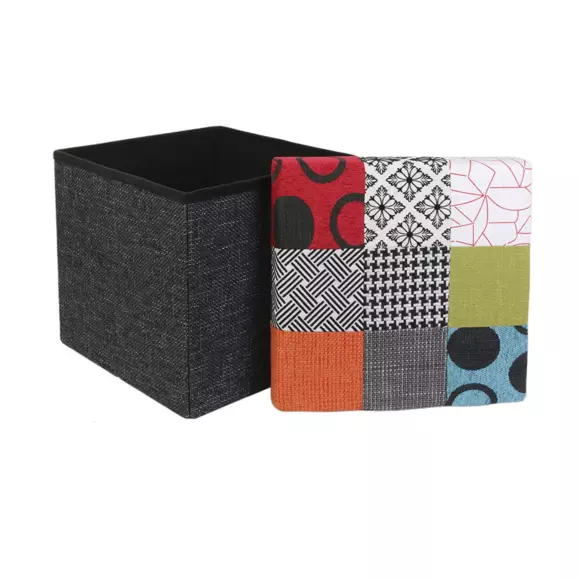 Eminza Pouf Pliant Patchwork Multicolore