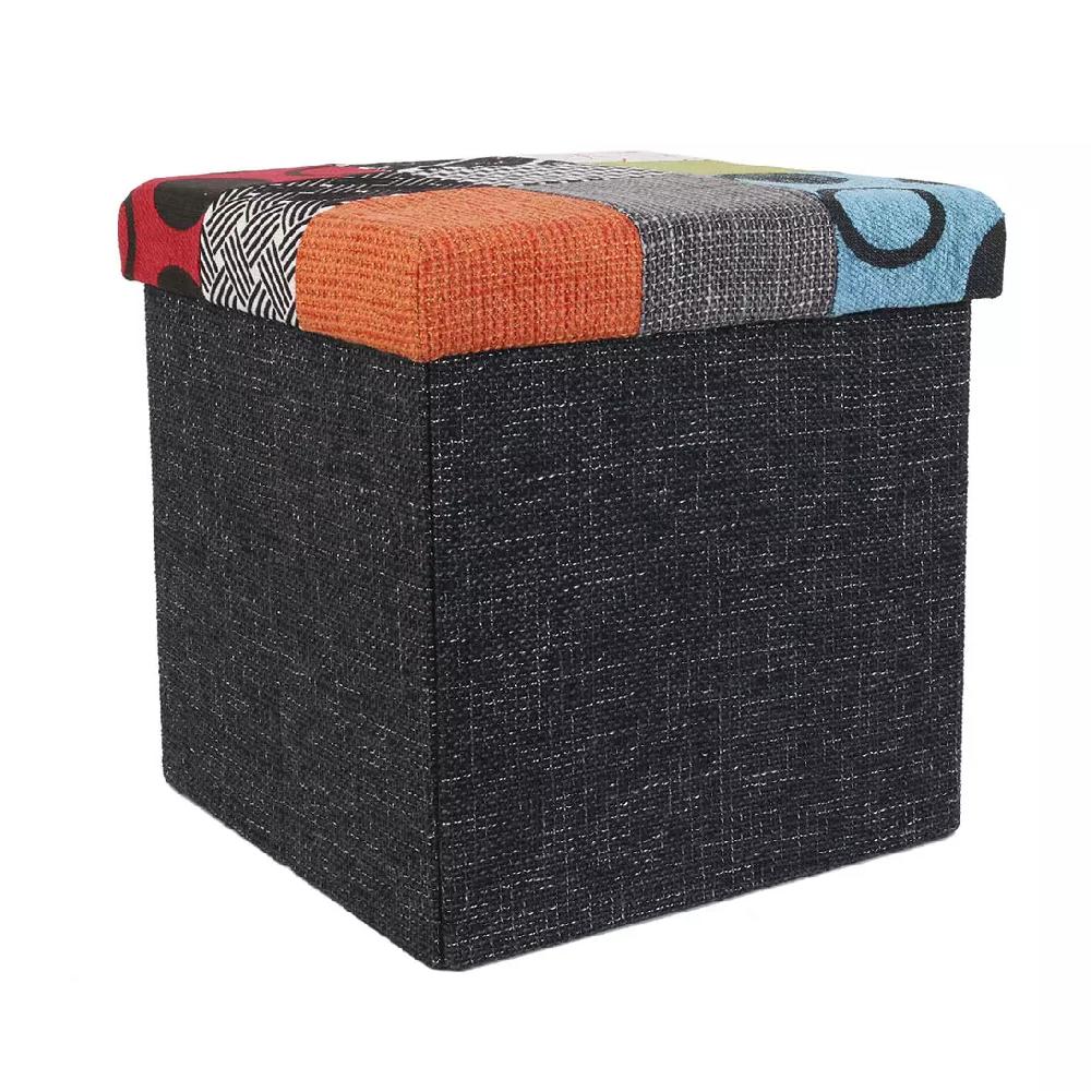eminza Pouf pliant Patchwork Multicolore