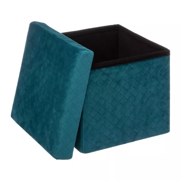 Eminza Pouf Pliant Velours Jack Bleu