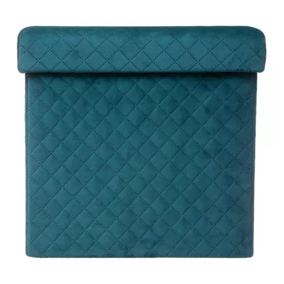 Eminza Pouf Pliant Velours Jack Bleu