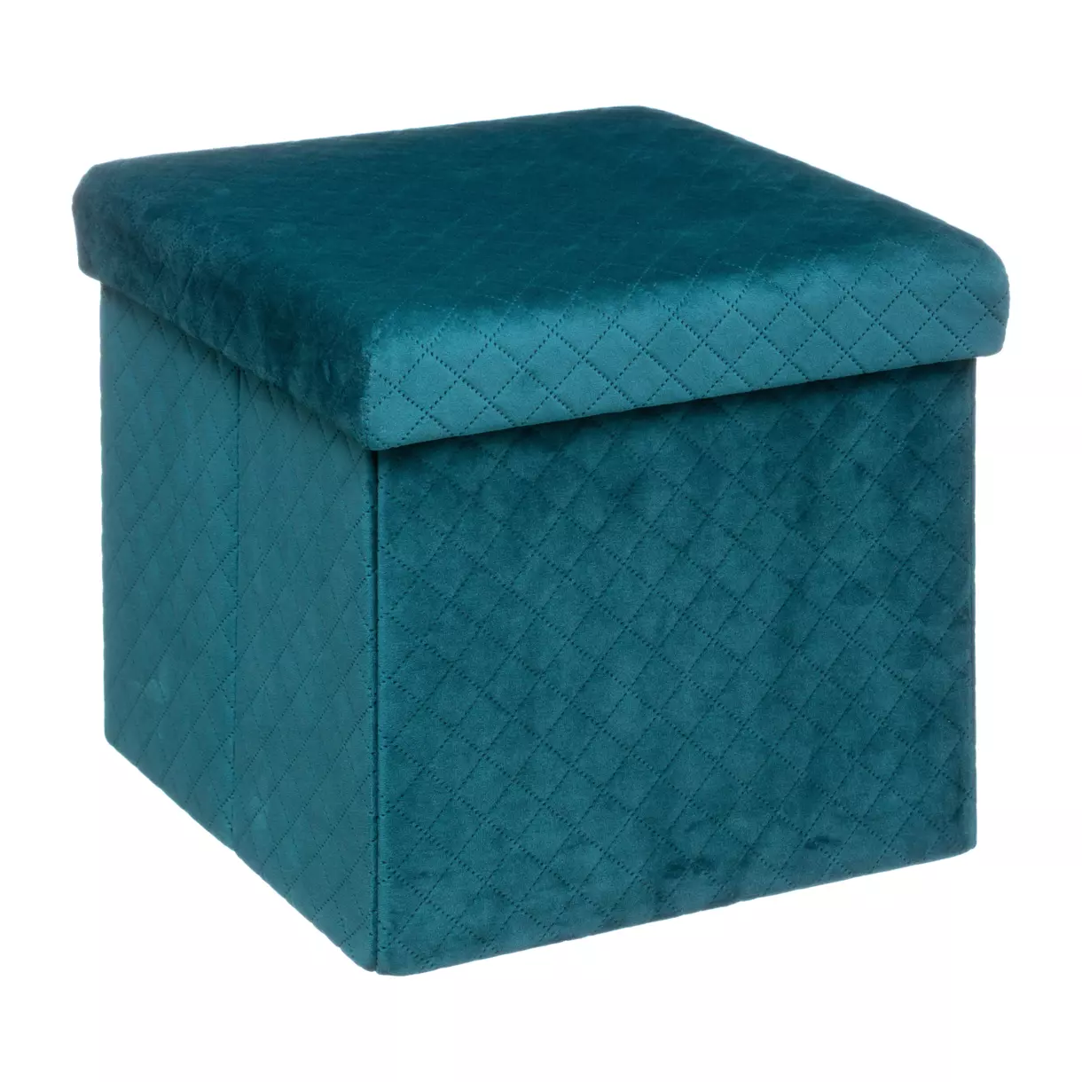 eminza Pouf pliant Velours Jack Bleu