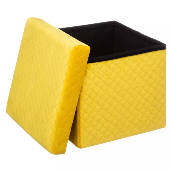 Eminza Pouf Pliant Velours Jack Jaune