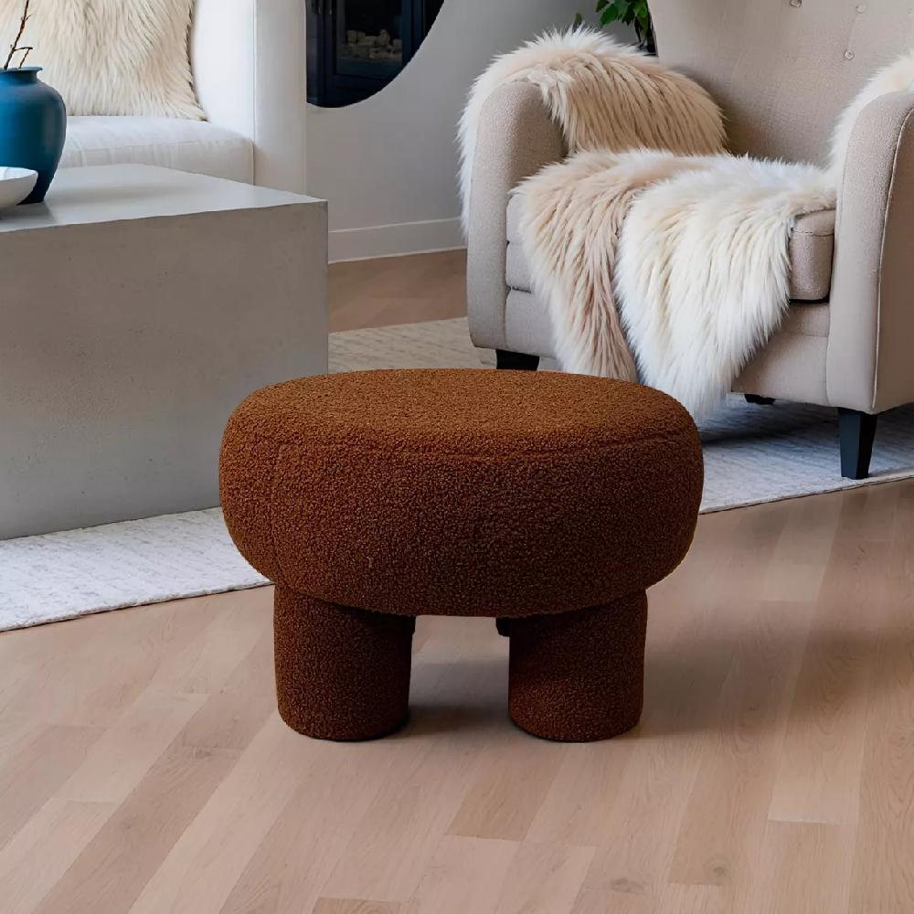 eminza Pouf rond bouclette (D51 cm) Jade Cuivre