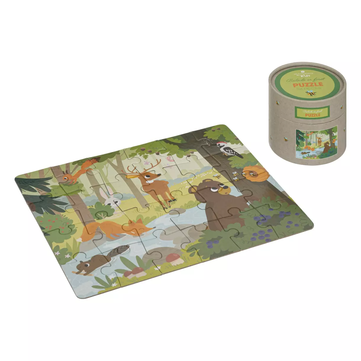 eminza Puzzle enfant 24 pièces Forêt Multicolore