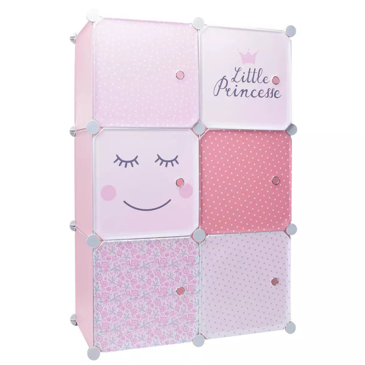 eminza Rangement enfant Cubes 6 casiers Rose