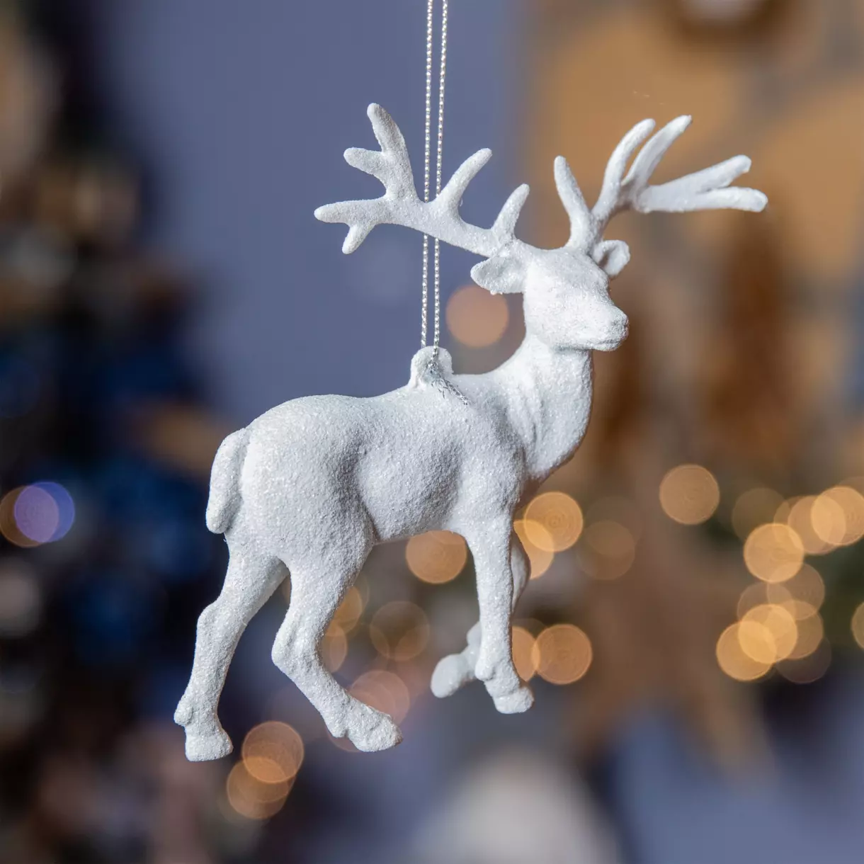 eminza Renne à suspendre (H14 cm) Strass Knut Blanc