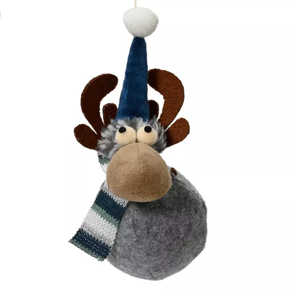 eminza Renne de Noël (H15 cm) Steve en gris