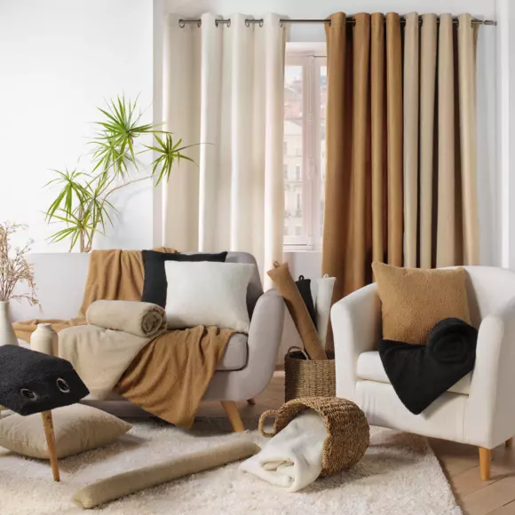 Eminza Rideau Bouclette (140 X 240 Cm) Wooly Camel