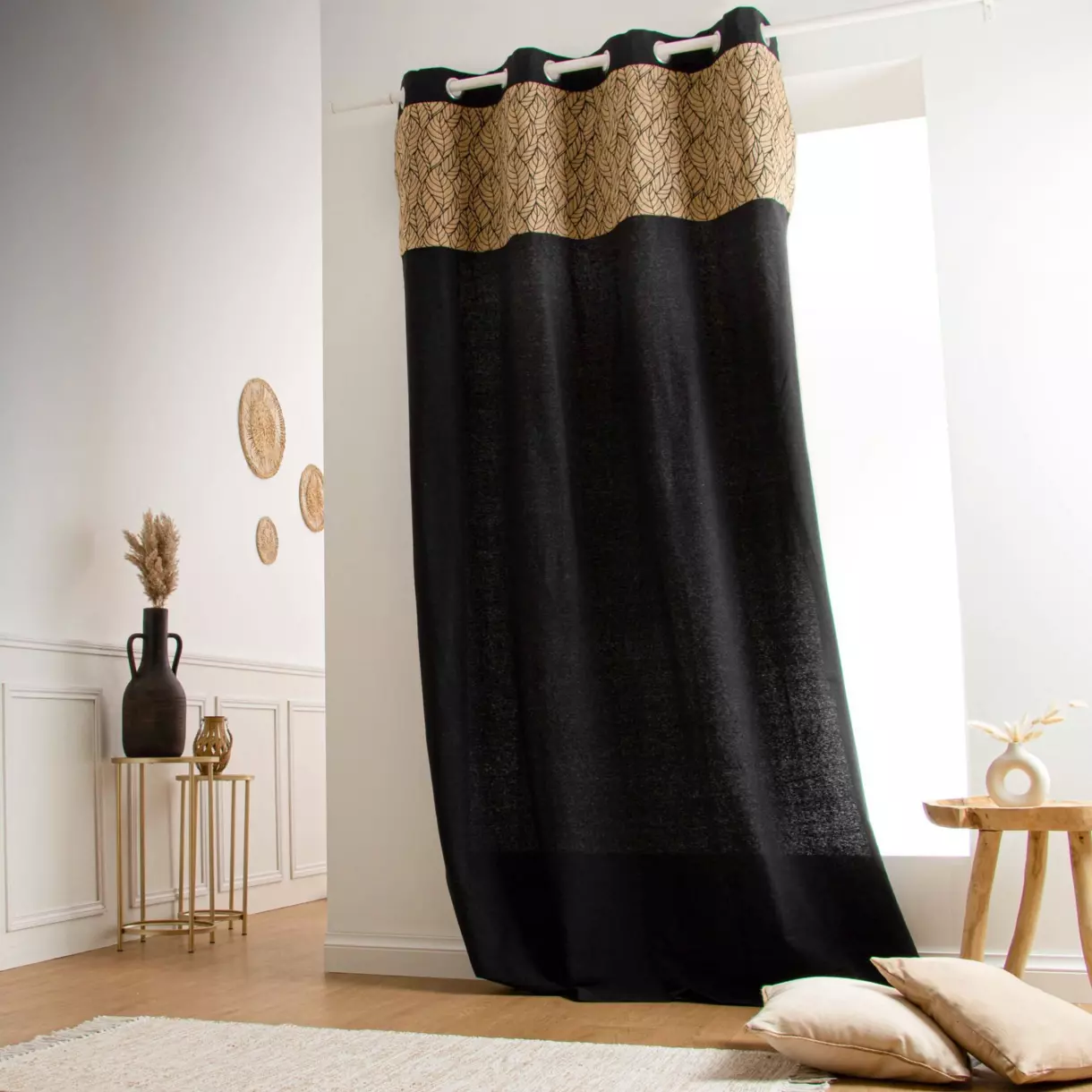 eminza Rideau coton et jute (140 x 240 cm) Nama Noir