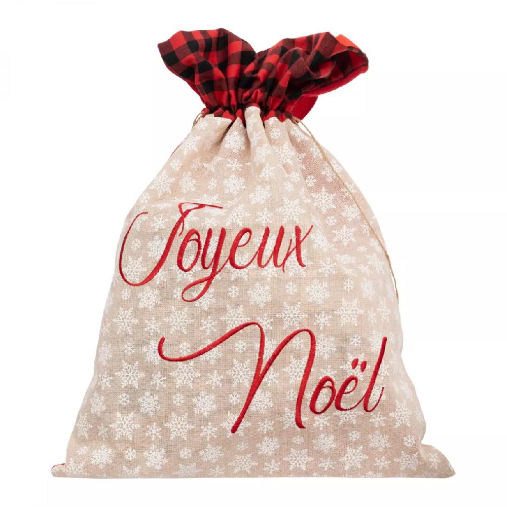 eminza Sac cadeau en jute (H70 cm) Écosse et flocons