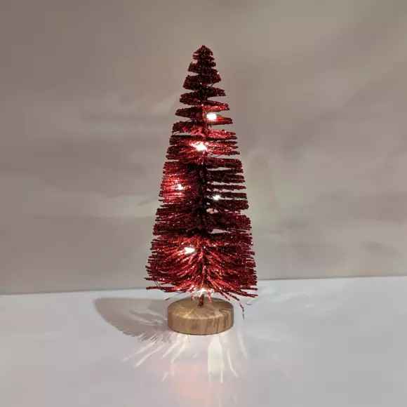 Eminza Sapin Lumineux à Piles (H20 Cm) Féérie Rouge