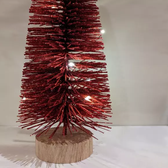 Eminza Sapin Lumineux à Piles (H20 Cm) Féérie Rouge
