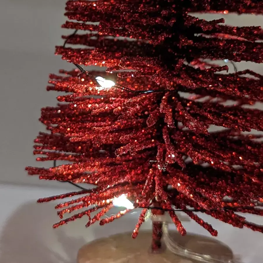 Eminza Sapin Lumineux à Piles (H20 Cm) Féérie Rouge