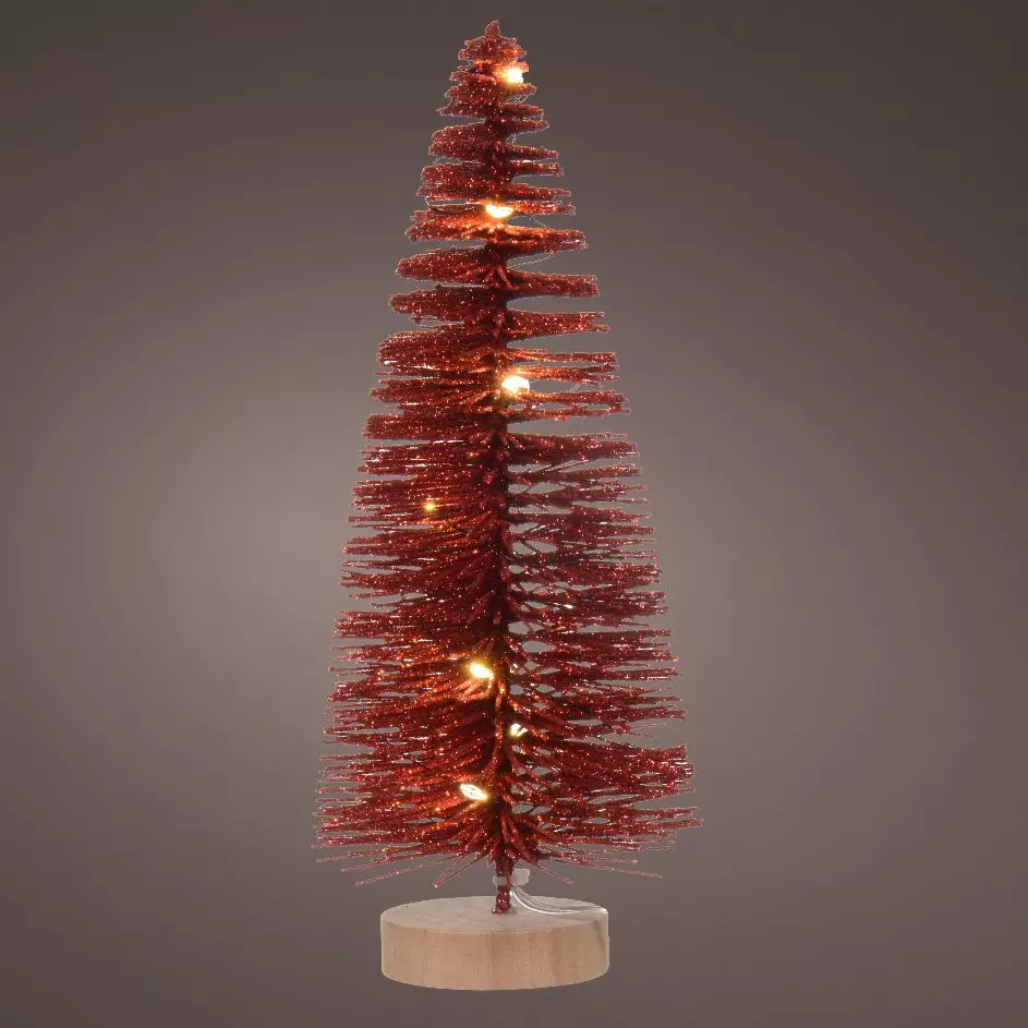 eminza Sapin lumineux à piles (H20 cm) Féérie Rouge