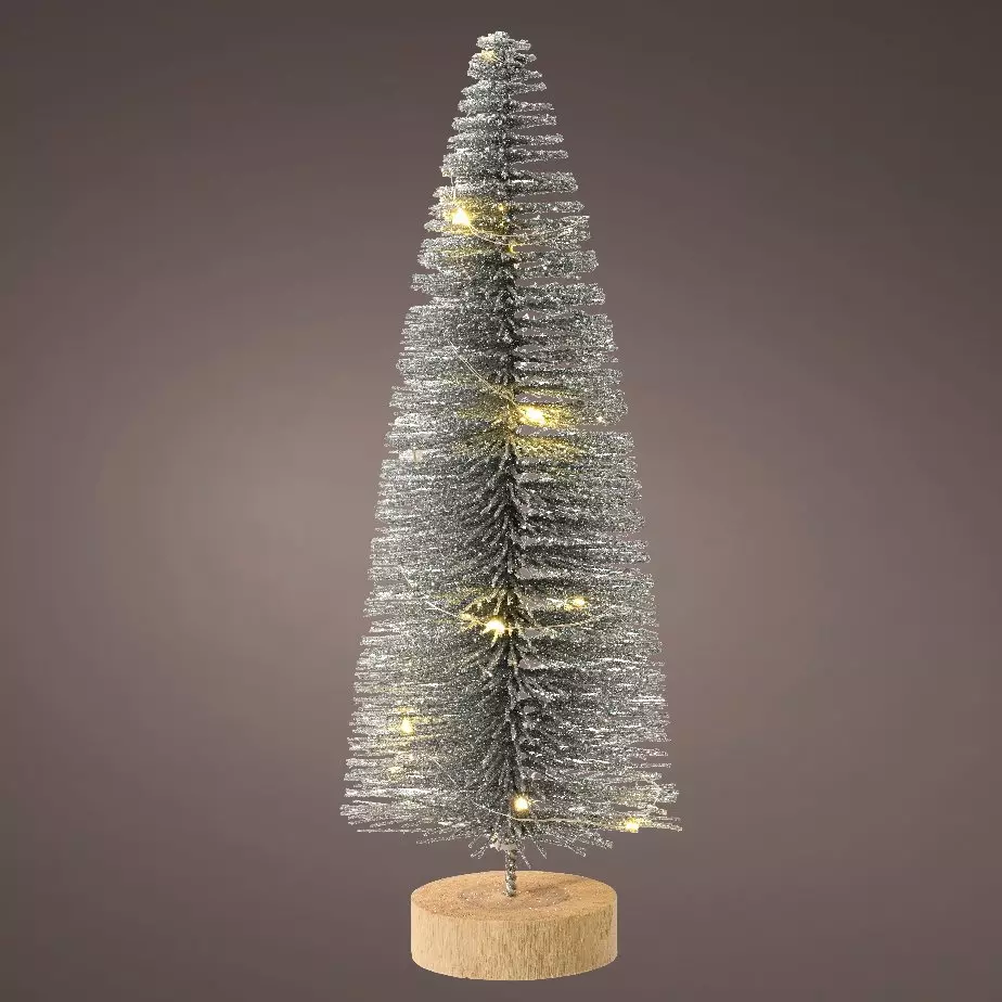 eminza Sapin lumineux à piles (H30 cm) Féérie Argent