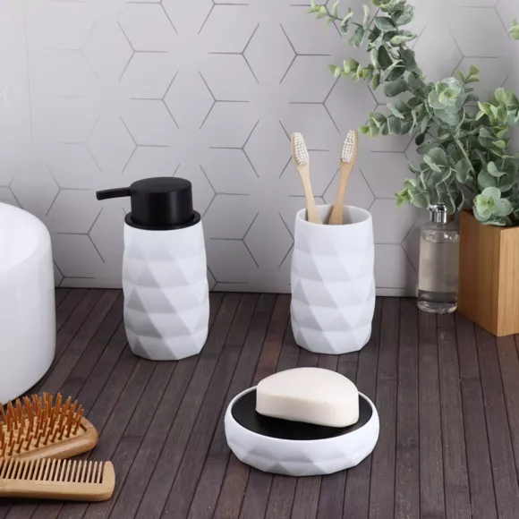 Eminza Set D'accessoires Salle De Bain Rubby Blanc