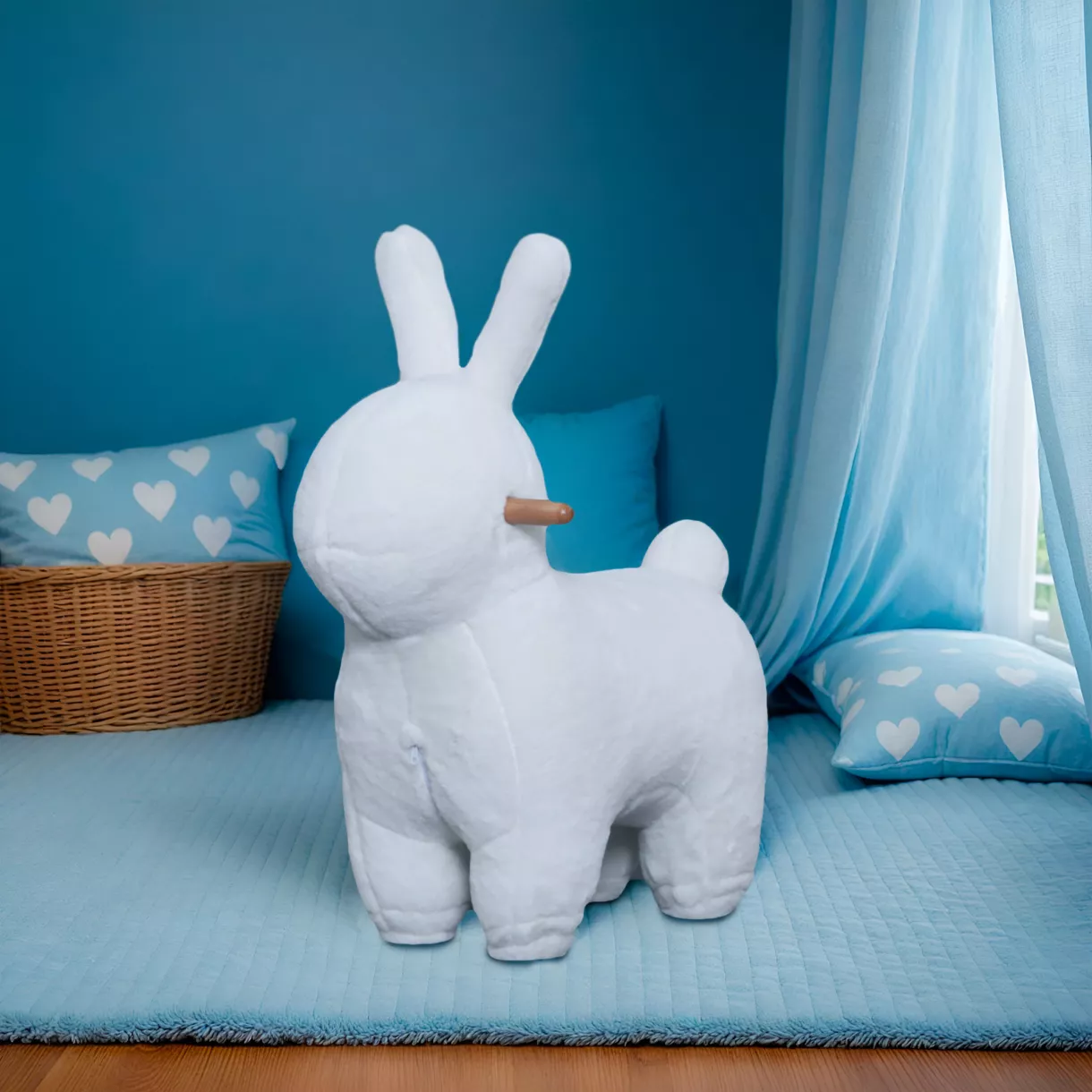 eminza Siège enfant flanelle (H63 cm) Lapin Blanc